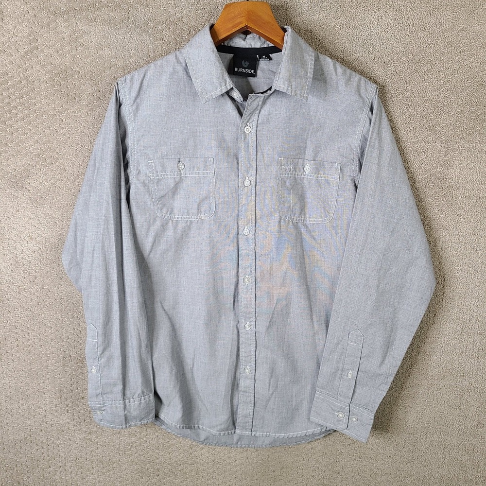 Burnside Shirt Mens M Gray Jack Daniels Long Sleeve Button Up‎ Cotton Blend